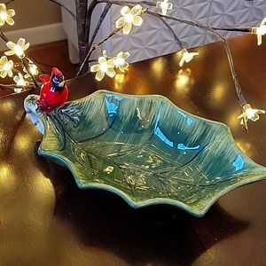 Certified International Cardinal on Holly  Leaf Candy Dish